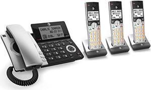 at&t cl84307 dect 6.0 expandable corded/cordless phone with smart call blocker, silver/black with 3 handsets