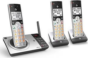 at&t dect 6.0 expandable cordless phone with answering system, silver/black with 3 handsets