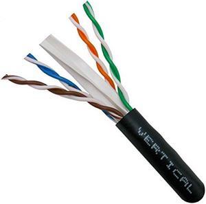 Vertical Cable Cat6, UTP, UV Jacket, Outdoor, CMX, 1000ft, Black, Bulk Ethernet Cable