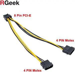 8 Pin PCI-E Express PCIe to 2 Molex LP4 4 Pin Converter Adapter Power Cable 8 inch (20cm)