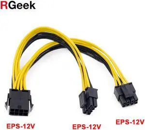 8 to Dual 8 Pin EPS 12V Motherboard Power Supply Cable Y-Splitter Adapter Sleeve