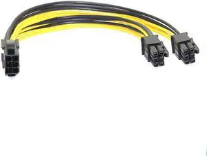 20CM PC Power Supply PCI e Molex 6pin to 2 PCIe 6 pin PCI express Splitter Extension Ribbon Cable ,6-pin Graphics Card Mining