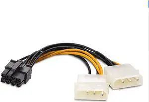 6 inch 2 x Molex 4 pin to 8-Pin PCI Express Video Card Pci-e ATX PSU Power Converter Cable - Molex to Pcie 8 pin (6+2) Adapter