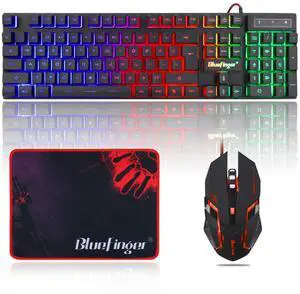 RGB Gaming Keyboard and Backlit Mouse Combo, USB Wired, LED Gaming Set for Laptop PC Computer Game and Work RGB Gaming Keyboard and Backlit Mouse Combo, USB Wired, LED Gaming Set for Laptop PC Computer Game and Work