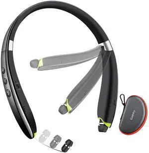 _Mega Brand ,2025 Upgraded Neckband Bluetooth Headphones with Retractable Earbuds, Noise Cancelling Stereo Earphones with Mic, Foldable Wireless Headphones for Sports Office with Carry Case