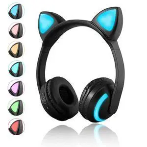 Wireless Bluetooth Cat Ear Headphones with Mic 7 Colors LED Light Flashing Glowing On-Ear Stereo Headset Compatible with Smartphones PC Tablet Wireless Bluetooth Cat Ear Headphones with Mic 7 Colors LED Light Flashing Glowing On-Ear Stereo Headset Compatible with Smartphones PC Tablet