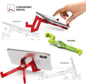 KEKO Universal Cell Phone Stand - Folding Holder Compatible with All Smartphones Including iPhone and Android - Red