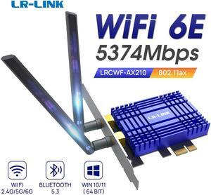 LR-LINK WiFi 6E PCIe WiFi Card for Desktop PC AX210 Bluetooth 5.3,5000Mbps WiFi 802.11ax Tri-Band Wireless Adapter with MU-MIMO, Ultra-Low Latency, Supports LinuxWindows 11, 10 (64bit) Only