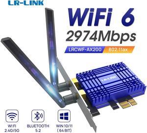 LR-LINK WiFi 6 PCIe WiFi Card for Desktop PC AX200 Bluetooth 5.2,3000Mbps WiFi 802.11ax Dual Band Wireless Adapter with MU-MIMO, Ultra-Low Latency, Supports LinuxWindows 11, 10 (64bit) Only