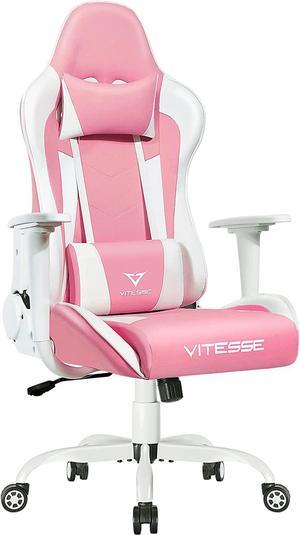 BOSSIN Gaming Chair for Kids&Teens High Back Gamer Chair Ergonomic Racing Chair with Comfortable Lumbar Support and Headrest Computer Desk Chair with Height Adjustable Swivel Office Chair (Pink)