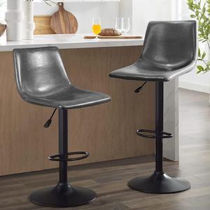 BOSSIN Adjustable Swivel Bar Stools Set of 2,Counter Heigh Bar Stools with Back,350 LBS PU Leather Bar Stool for Kitchen Island,Upholstered Pub Stools with Footrest,Armless Dining Chairs for Bar