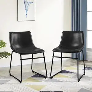 BOSSIN Modern PU Leather Armless Dining Chairs Set of 2,18 Inch Kitchen Counter Height Bar Stools with Back,Mid Century Industrial stools with Metal Leg,Suitable for Island Dining Room BOSSIN Modern PU Leather Armless Dining Chairs Set of 2,18 Inch Kitchen Counter Height Bar Stools with Back,Mid Century Industrial stools with Metal Leg,Suitable for Island Dining Room