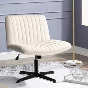 BOSSIN Armless Office Desk Chair No Wheels for Girl Women,Fabric Padded Modern Swivel Vanity Chair,Height Adjustable Wide Seat Computer Task Chair for Home Office,Mid Back Accent Chair
