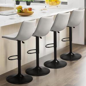 BOSSIN Bar Stools Set of 4 Modern Swivel Bar Chairs, Barstools Counter Height with Backrest, Adjustable Faux Leather Upholstered Bar Stool for Kitchen Island (White)