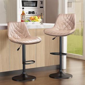 BOSSIN Adjustable Swivel Bar Stools Set of 2, Counter Height PU Leather Bar Stool with Back and footrest, Modern Upholstered Pub Bar Stools for Kitchen Island, 350 LBS Capacity