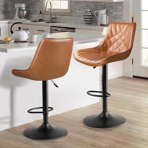 BOSSIN Adjustable Swivel Bar Stools Set of 2, Counter Height PU Leather Bar Stool with Back and footrest, Modern Upholstered Pub Bar Stools for Kitchen Island, 350 LBS Capacity