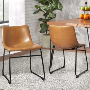 BOSSIN 18 inch Bar Stools Set of 2,Counter Height Bar Stools with Back, Modern PU Leather with Metal Leg and Footrest (Whisky, 2 PCs 18" Dining Chairs)