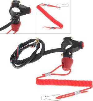 22MM Universal Plastic Motorcycle Emergency Power Off Dual Flameout Trainer Switch with Red Lanyard for Binding ATV 49 CC Motorcycle