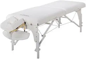 Master Massage 31" Extra Wide Montclair Pro Memory Foam Portable Massage Table Package with Reiki - Snow White