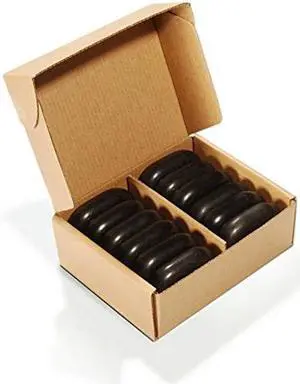 Master Massage Middium Size Flat Ovular Basalt Hot  Stone Massage 8 piece Pack 2.6" x 1.9" x 0.7" Rock