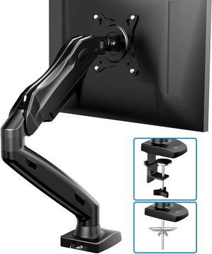 ERGEAR Single Monitor Mount Fits 17 to 27 Inch LCD Computer Monitors 4.4 to 14.3lbs - Articulating Gas Spring Monitor Arm, Adjustable Mount Desk Stand with Clamp and Grommet Base