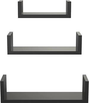 MyGift Black Floating Shelves for Wall, Decorative Rectangular Metal Frame  Display Wall Shelf for Bedroom