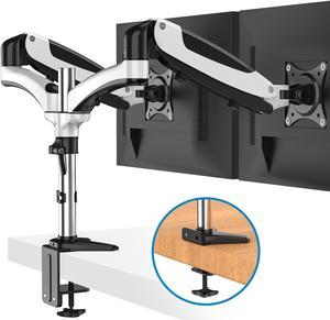 MONINXS Dual Monitor Mount, Full Motion Monitor Arm Stand, Height Adjustable Computer Monitor Riser with Gas Spring, C Clamp, Cable Management for Two 15 to 27 Inch LCD Screens