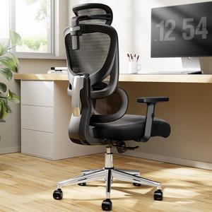 WESTHOLME High Back Office Chair, Ergonomic Desk Chair, Tilt Function, Lumbar  Support, Fabric Foam Seat - Gray