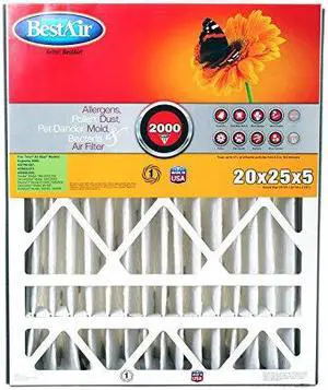BestAir AB2025-11R Furnace Filter, 20" x 25" x 5", Air Bear Replacement, MERV 11
