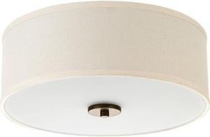 Inspire 13 in. 2-Light Antique Bronze Flushmount with Off-White Linen Shade