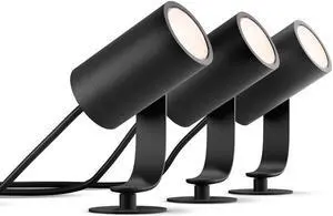 Hue White and Color Ambiance Lily Black Outdoor Integrated LED Landscape Smart Wireless Lights (3-Pack)