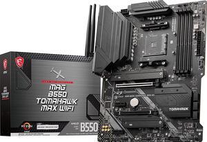 MSI MAG B550 TOMAHAWK MAX WIFI, AMD B550 ATX AM4, 4 Dimm DDR4, PCIE 4.0, M.2 x 2, USB 3.2 Ports, JRGB JRAINBOW, WIFI 6