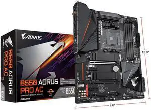 GIGABYTE B550 AORUS PRO AC AM4 AMD B550 ATX Motherboard with Dual M.2, SATA 6Gb/s, USB 3.2 Gen 2, Intel 802.11ac, 2.5 GbE LAN, PCIe 4.0
