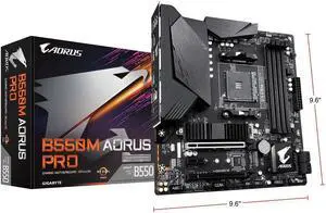 GIGABYTE B550M AORUS PRO AM4 AMD B550 Micro-ATX Motherboard with Dual M.2, SATA 6Gb/s, USB 3.2 Gen 2, PCIe 4.0 GIGABYTE B550M AORUS PRO AM4 AMD B550 Micro-ATX Motherboard with Dual M.2, SATA 6Gb/s, USB 3.2 Gen 2, PCIe 4.0