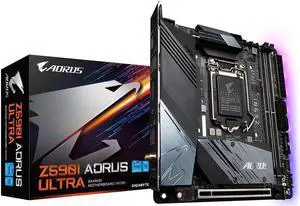 GIGABYTE Z590I AORUS ULTRA LGA 1200 Intel Z590 Mini-ITX Motherboard with Dual M.2, PCIe 4.0, USB 3.2 Gen2X2 Type-C, Intel WIFI 6, Intel i225V 2.5GbE