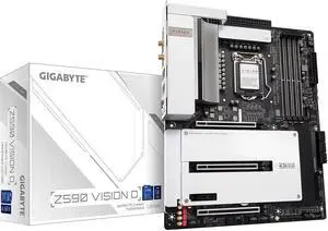 GIGABYTE Z590 VISION D LGA 1200 Intel Z590 ATX Motherboard with Triple M.2, PCIe 4.0, USB 3.2 Gen2X2 Type-C, Intel WIFI 6, Dual 2.5GbE LAN, Intel Thunderbolt 4