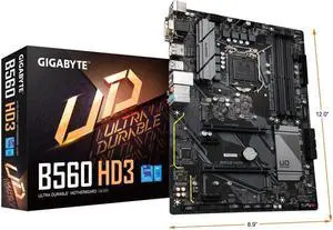 GIGABYTE B560 HD3 LGA 1200 Intel B560 SATA 6Gb/s ATX Intel Motherboard