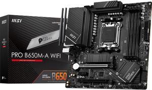 MSI PRO B650M-A WIFI AM5 AMD B650 SATA 6Gb/s DDR5 Ryzen 7000 Micro ATX Motherboard