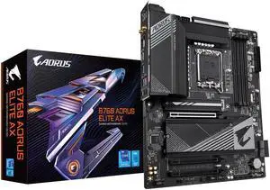 GIGABYTE B760 AORUS ELITE AX LGA 1700 Intel B760 ATX Motherboard with DDR5, Triple M.2, PCIe 4.0, USB 3.2 Gen2X2 Type-C, WiFi 6E, 2.5GbE LAN, Q-Flash Plus, PCIe EZ-Latch GIGABYTE B760 AORUS ELITE AX LGA 1700 Intel B760 ATX Motherboard with DDR5, Triple M.2, PCIe 4.0, USB 3.2 Gen2X2 Type-C, WiFi 6E, 2.5GbE LAN, Q-Flash Plus, PCIe EZ-Latch