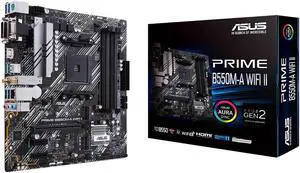 ASUS Prime B550M-A WiFi II AMD AM4 (3rd Gen Ryzen) Micro ATX Motherboard (PCIe 4.0, WiFi 6, ECC Memory, 1Gb LAN, HDMI 2.1/D-Sub, 4K@60HZ, Addressable Gen 2 RGB Header and Aura Sync)