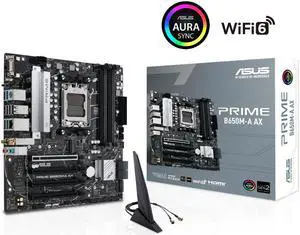 ASUS Prime B650M-A AX AMD B650(Ryzen 7000) Micro-ATX motherboard(DDR5, PCIe 5.0 M.2 support, 2.5Gb Ethernet, Wi-Fi 6, DisplayPort, HDMI ,USB 3.2 Gen 2 ports, front USB 3.2 Gen 1 Type-C)