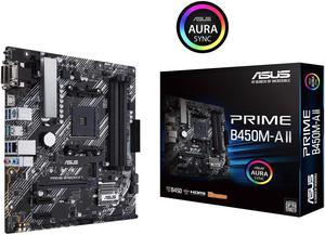 ASUS Prime B450M-A II AMD AM4 (Ryzen 5000, 3rd/2nd/1st Gen Ryzen Micro ATX Motherboard (128GB DDR4, 4400 O.C.), NVMe, HDMI 2.0b/DVI/D-Sub, USB 3.2 Gen 2, BIOS Flashback, and Aura Sync)