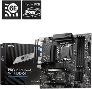 MSI PRO B760M-A WIFI DDR4 LGA 1700 (Intel 12th&13th Gen)  SATA 6Gb/s Micro ATX Motherboard,WiFi 6,Intel,2.5Gb LAN