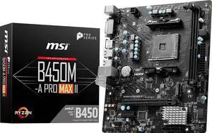 MSI B450M-A PRO MAX II AM4 AMD B450 SATA 6Gb/s Micro ATX Motherboard