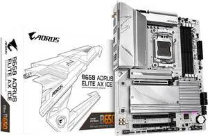 GIGABYTE B650 AORUS ELITE AX ICE AM5 LGA 1718 AMD B650 ATX Motherboard, DDR5, Triple M.2, PCIe 5.0, USB 3.2 Gen2X2 Type-C, WiFi 6E, 2.5GbE LAN, Snow White, EZ-Latch