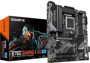 GIGABYTE B760 GAMING X AX LGA 1700 Intel B760 ATX Motherboard with DDR5, M.2, PCIe 4.0, USB 3.2 Gen2X2 Type-C, AMD WiFi 6E, 2.5GbE LAN, Q-Flash Plus, PCIe EZ-Latch GIGABYTE B760 GAMING X AX LGA 1700 Intel B760 ATX Motherboard with DDR5, M.2, PCIe 4.0, USB 3.2 Gen2X2 Type-C, AMD WiFi 6E, 2.5GbE LAN, Q-Flash Plus, PCIe EZ-Latch