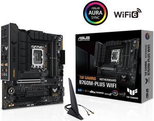 ASUS TUF GAMING B760M-PLUS WIFI Intel B760 (13th and 12th Gen)  LGA 1700 mATX motherboard with PCIe 5.0, 2xPCIe 4.0 M.2 slots, DDR5, Realtek 2.5Gb Ethernet, DisplayPort, HDMI, USB 3.2 Gen 2x2 Type-C