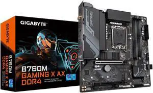 GIGABYTE B760M GAMING X AX DDR4 LGA 1700 Intel B760 M-ATX Motherboard with DDR4, Dual M.2, PCIe 4.0, Front USB 3.2 Gen 2 Type-C, 2.5GbE LAN, Q-Flash Plus, PCIe EZ-Latch GIGABYTE B760M GAMING X AX DDR4 LGA 1700 Intel B760 M-ATX Motherboard with DDR4, Dual M.2, PCIe 4.0, Front USB 3.2 Gen 2 Type-C, 2.5GbE LAN, Q-Flash Plus, PCIe EZ-Latch