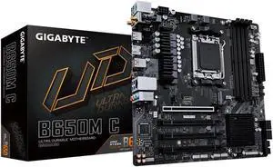 GIGABYTE B650M C AM5 LGA 1718 AMD B650 M-ATX Motherboard, DDR5, PCIe 4.0 M.2, PCIe 4.0, USB 3.2 Gen2X2 Type-C, 1GbE LAN