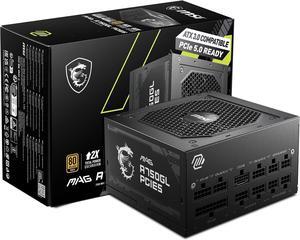 MSI - MAG A750GL PCIE 5.0, 80 GOLD Fully Modular Gaming PSU, 12VHPWR Cable, ATX 3.0 Compatible, 750W Power Supply, 10 Year Warranty